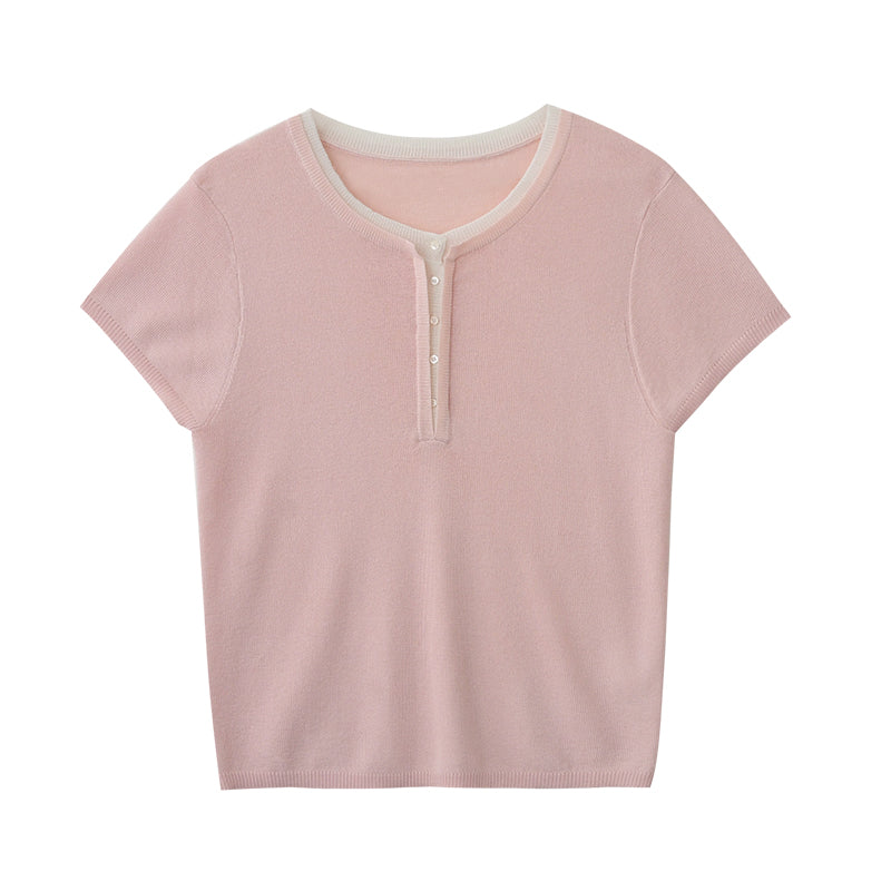 Soft Linen Blend Layered-Look Knit Top