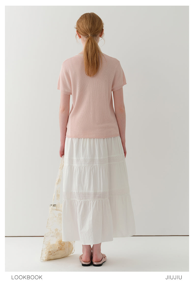 Soft Linen Blend Layered-Look Knit Top