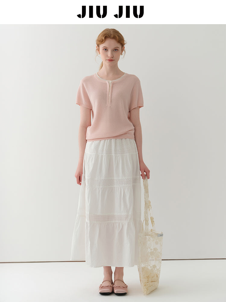 Soft Linen Blend Layered-Look Knit Top