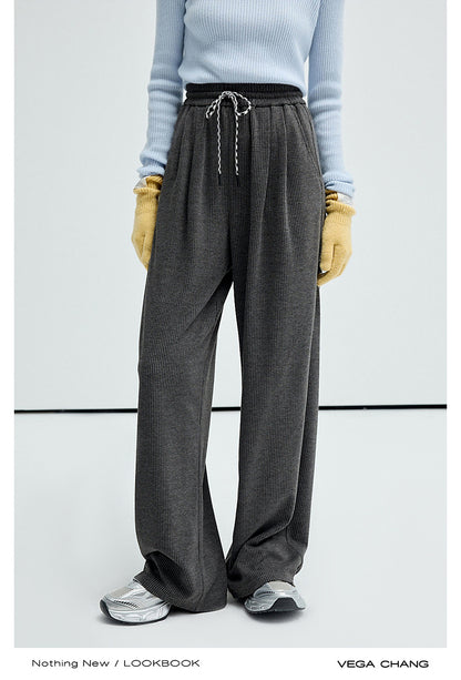 Striped High-Waisted Relaxed Knit Pants