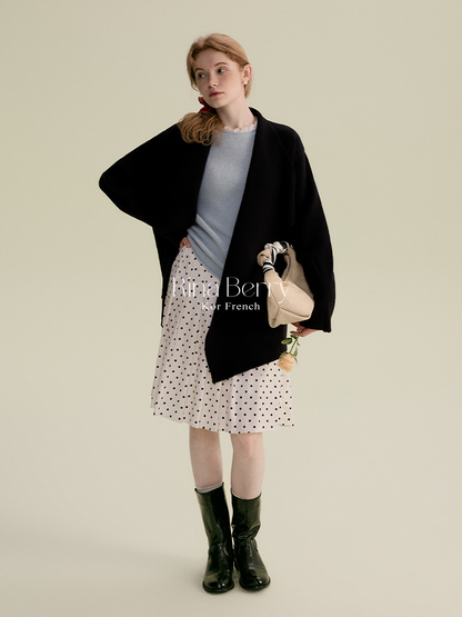 Classic Mid-Length Pleated Dot Skirt