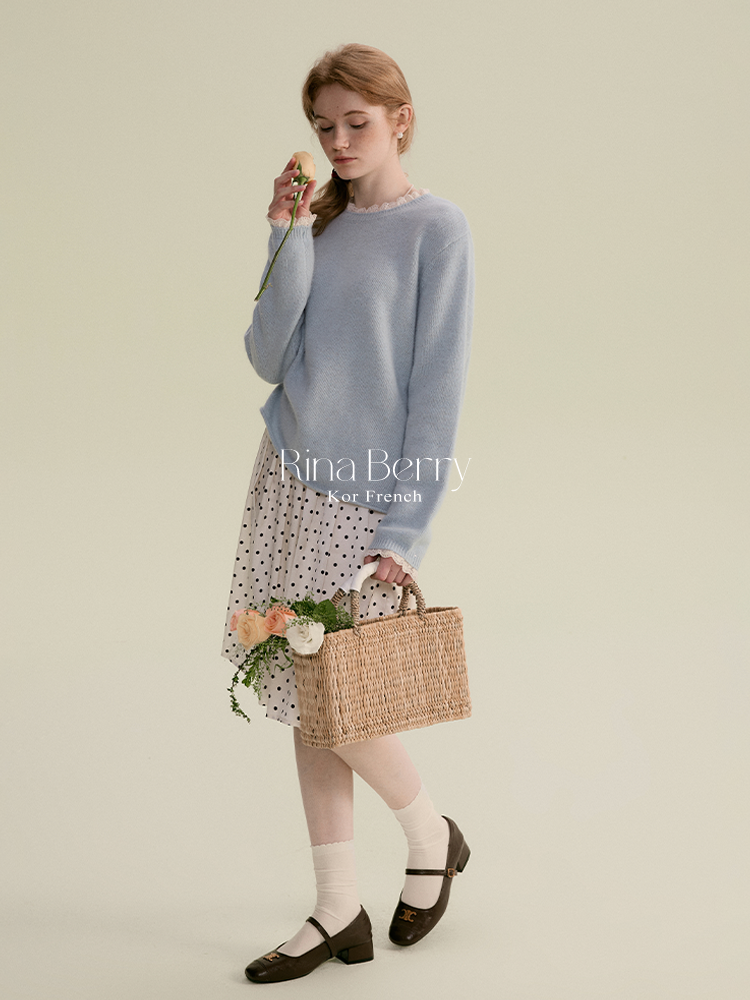 Classic Mid-Length Pleated Dot Skirt