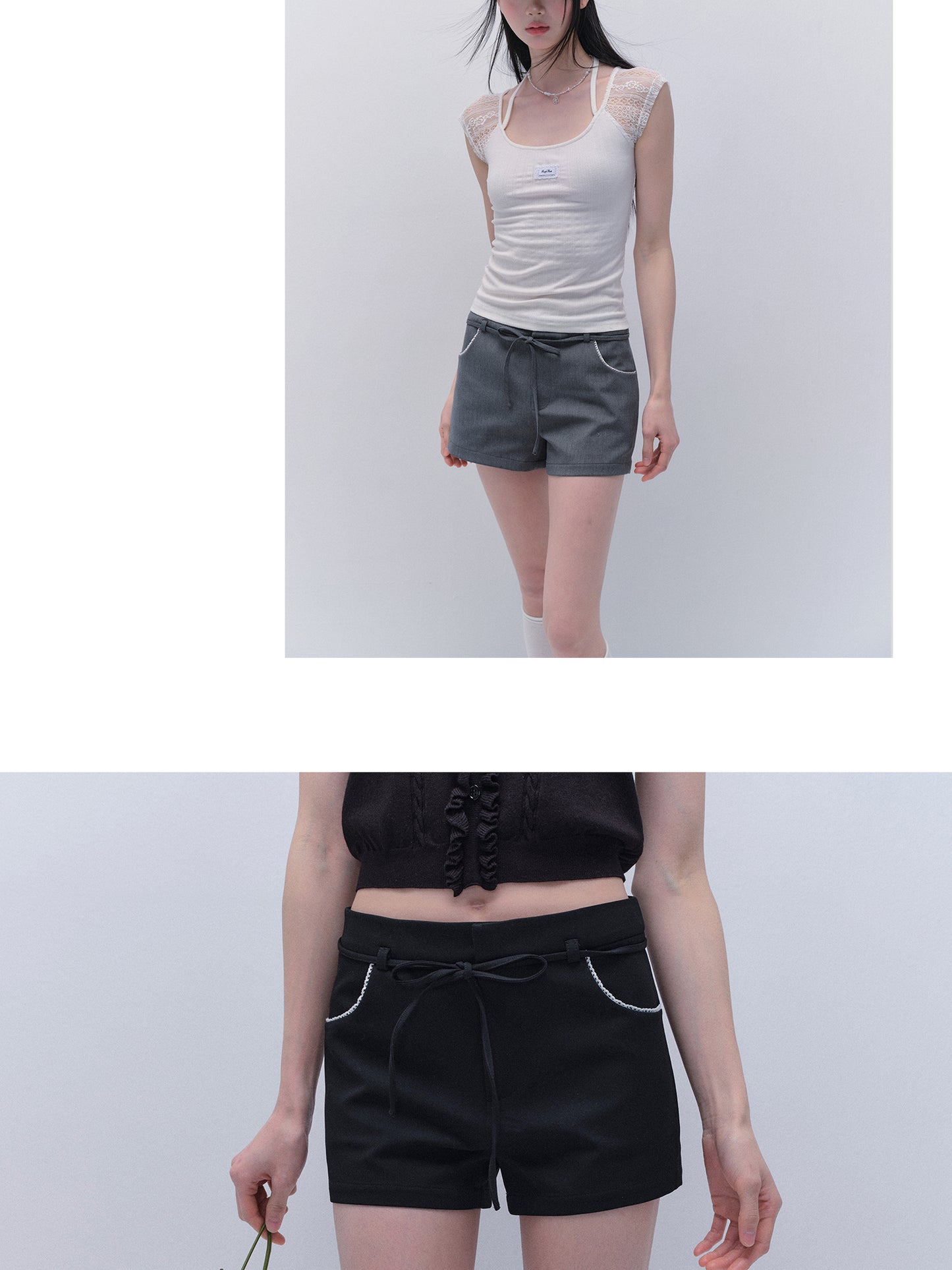 Straight-Leg Shorts With A Slim Tie Belt
