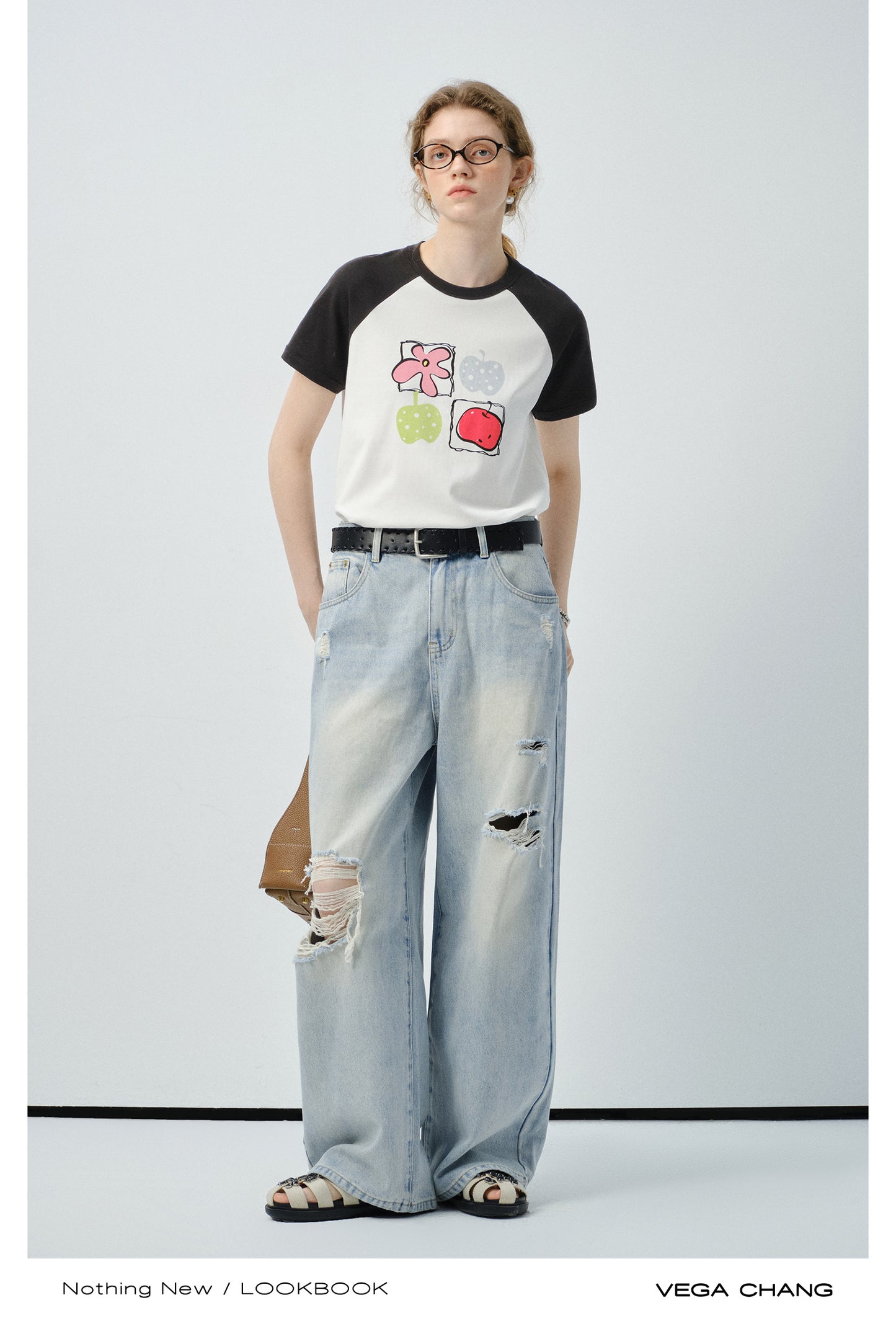 Graphic Printed T-Shirt With Contrast Raglan Sleeves