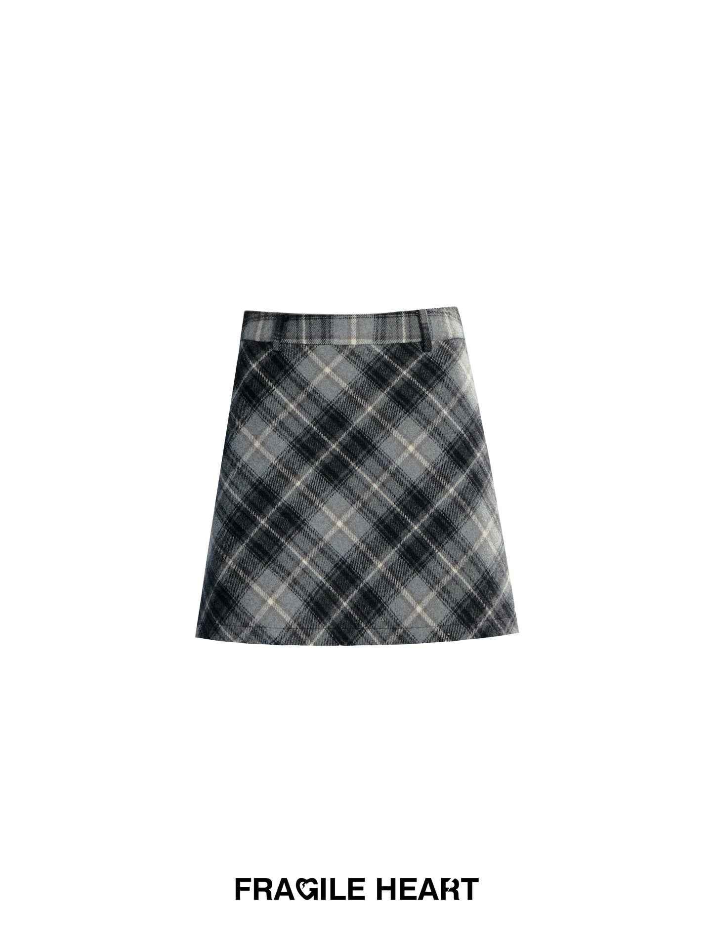 High Waist Diamond Plaid A-Line Mini Skirt