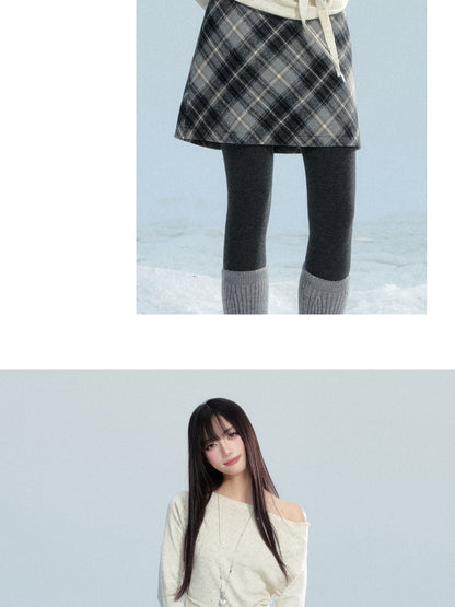 High Waist Diamond Plaid A-Line Mini Skirt