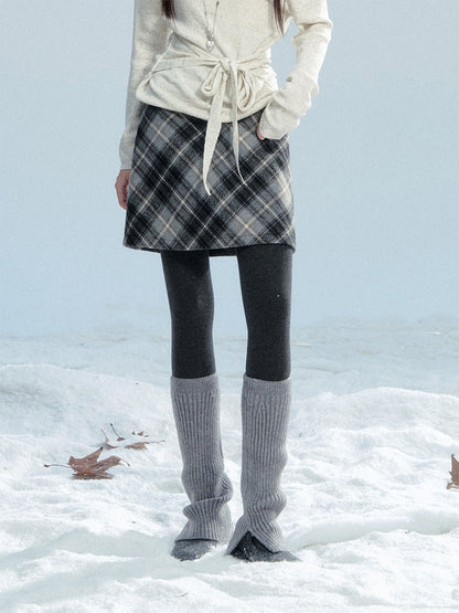 High Waist Diamond Plaid A-Line Mini Skirt