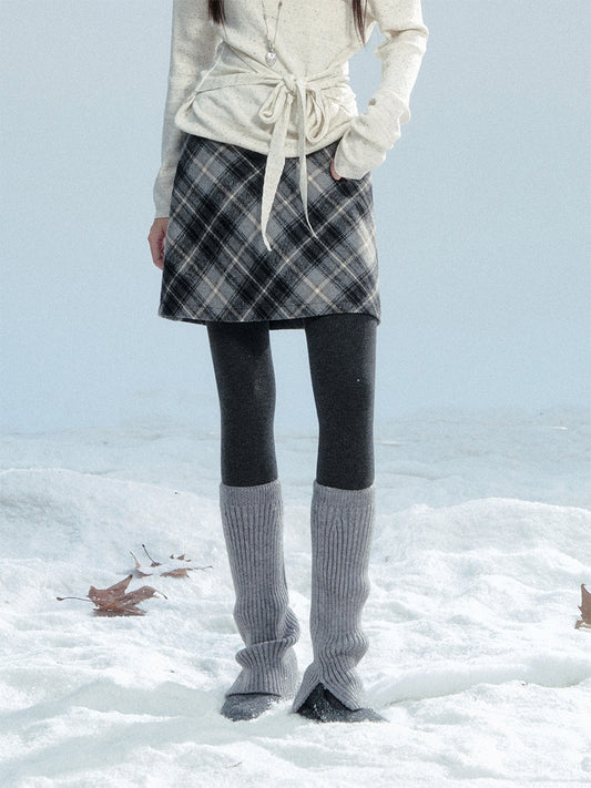 High Waist Diamond Plaid A-Line Mini Skirt