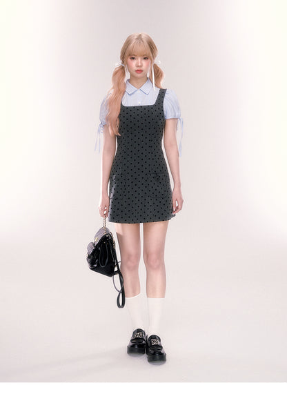 Pintuck Puff-Sleeve Cotton Blouse With Ribbons