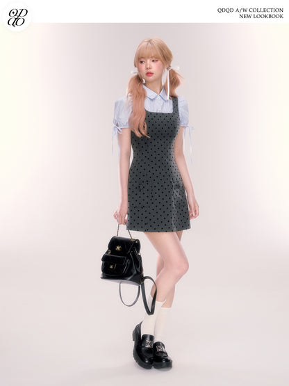 Pintuck Puff-Sleeve Cotton Blouse With Ribbons