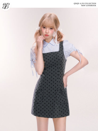 Pintuck Puff-Sleeve Cotton Blouse With Ribbons