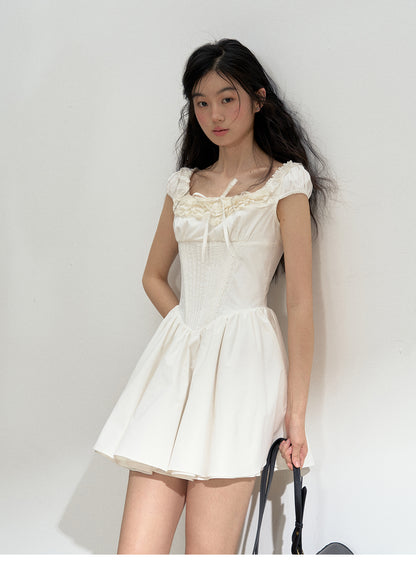 Corset-Inspired Cotton Dress With Lace-Up Back