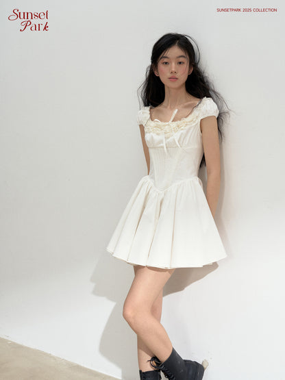 Corset-Inspired Cotton Dress With Lace-Up Back