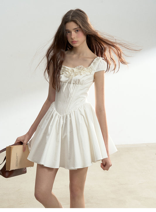 Corset-Inspired Cotton Dress With Lace-Up Back