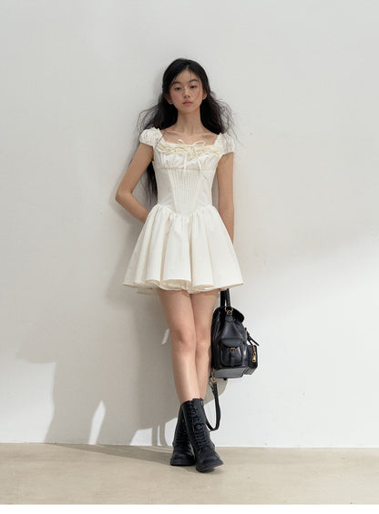 Corset-Inspired Cotton Dress With Lace-Up Back