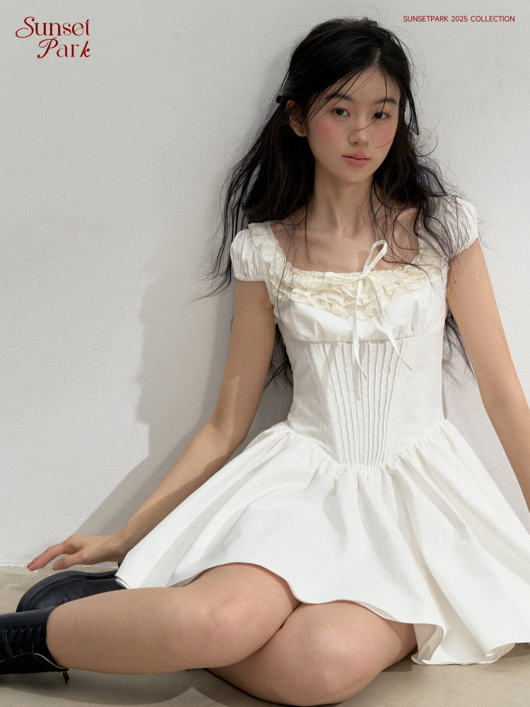 Corset-Inspired Cotton Dress With Lace-Up Back