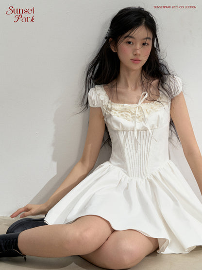 Corset-Inspired Cotton Dress With Lace-Up Back