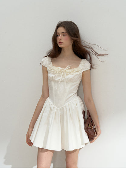 Corset-Inspired Cotton Dress With Lace-Up Back
