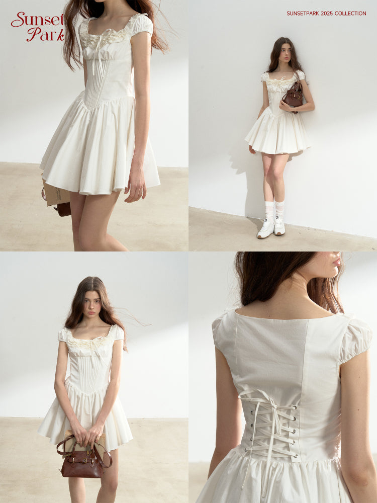 Corset-Inspired Cotton Dress With Lace-Up Back