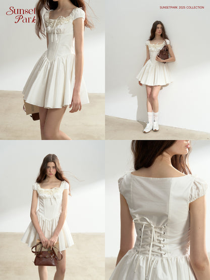 Corset-Inspired Cotton Dress With Lace-Up Back