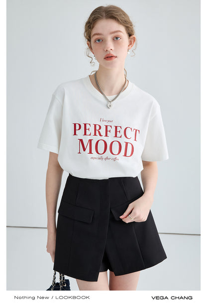 “PERFECT MOOD” Lettering T-Shirt