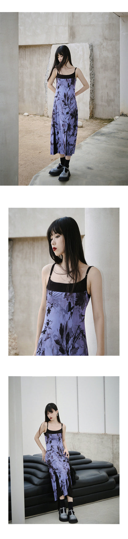 Printed Double-Layer Mesh Dress