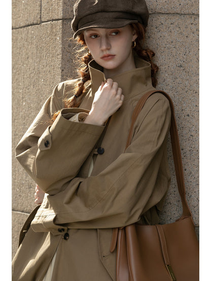 Belted Trench Coat In Cotton-Nylon Blend
