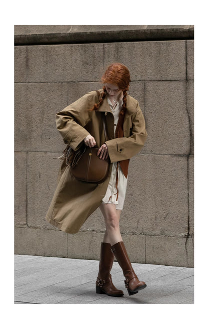 Belted Trench Coat In Cotton-Nylon Blend