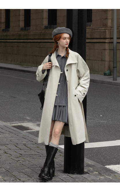 Belted Trench Coat In Cotton-Nylon Blend