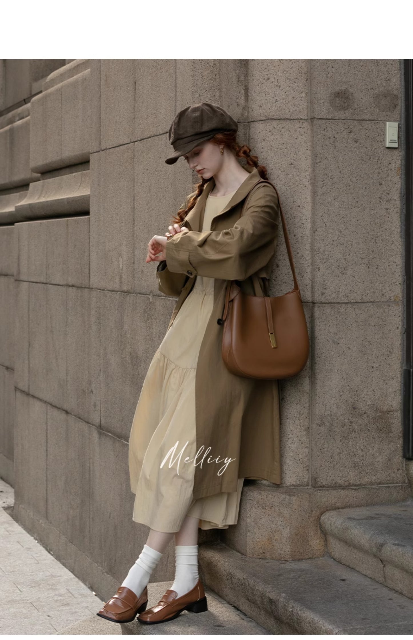 Belted Trench Coat In Cotton-Nylon Blend