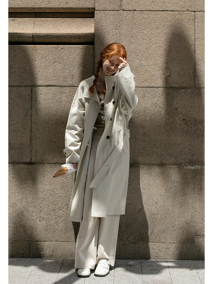 Belted Trench Coat In Cotton-Nylon Blend