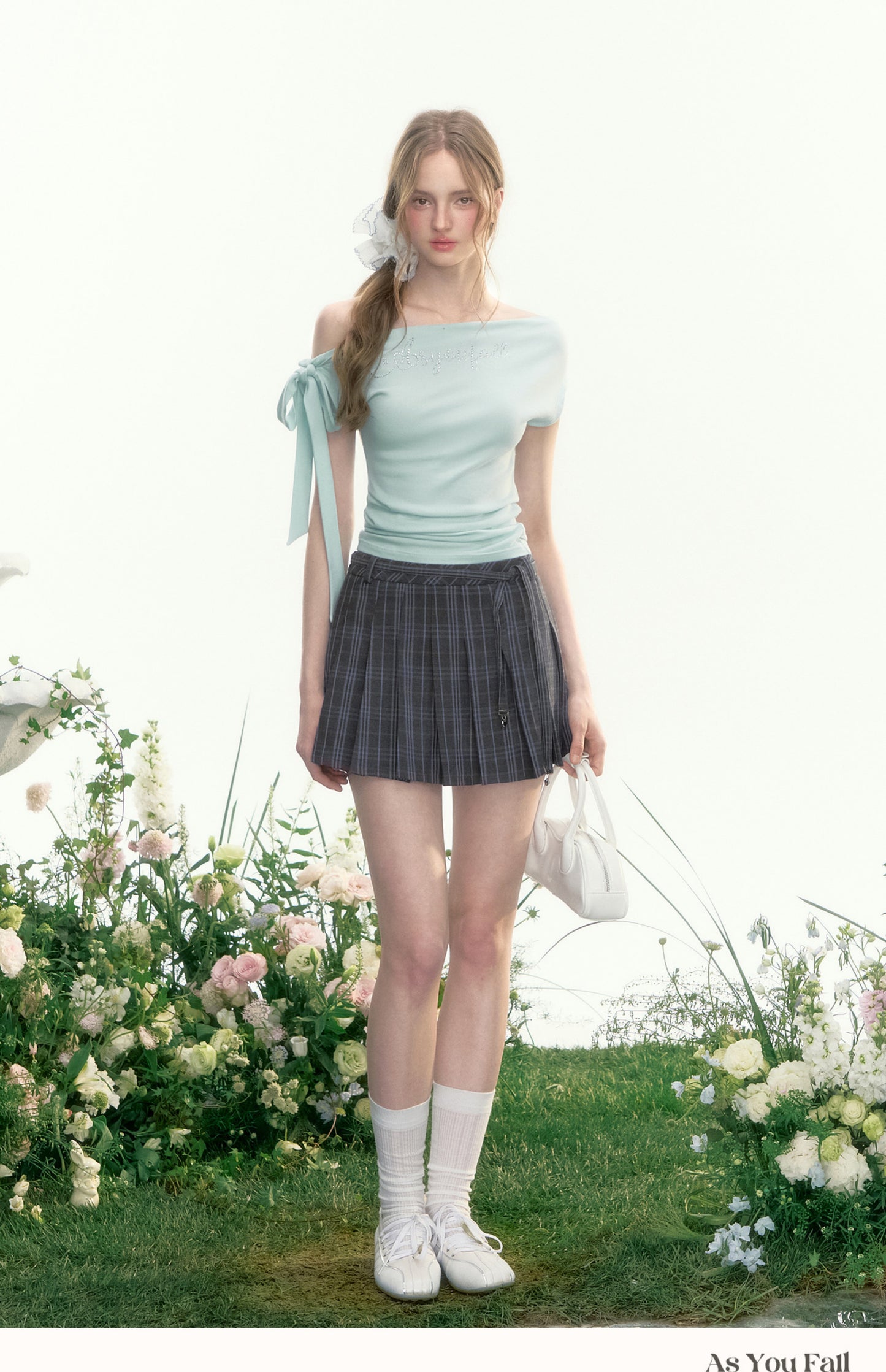 Pleated Plaid Mini Skirt With Strap Detail