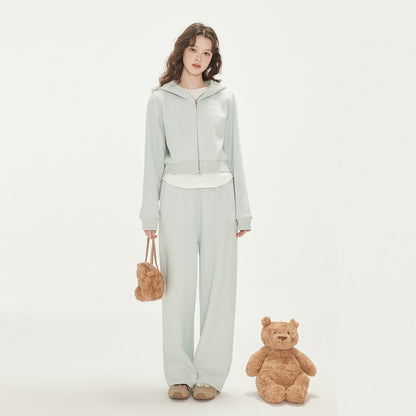 Zip-Up Hoodie And Sweatpants With Embroidered Label