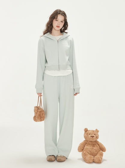 Zip-Up Hoodie And Sweatpants With Embroidered Label