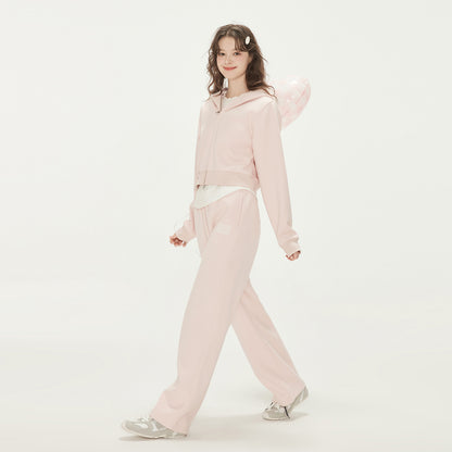 Zip-Up Hoodie And Sweatpants With Embroidered Label