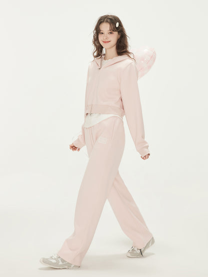 Zip-Up Hoodie And Sweatpants With Embroidered Label