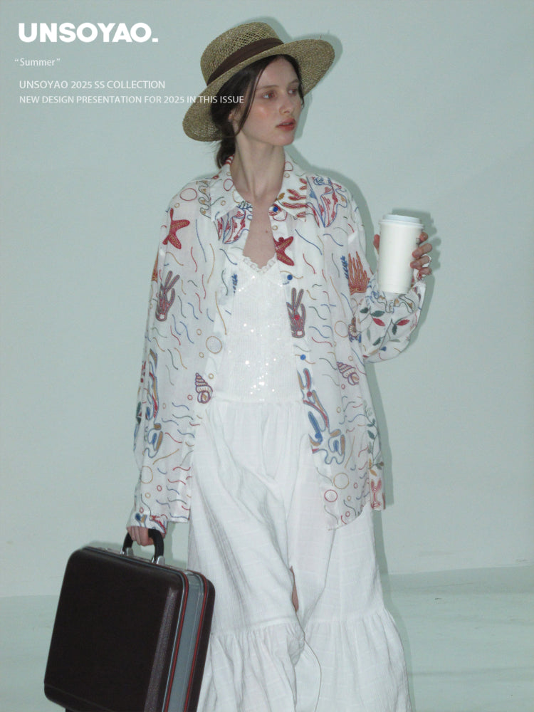 Loose Fit Shirt With Marine Embroidery