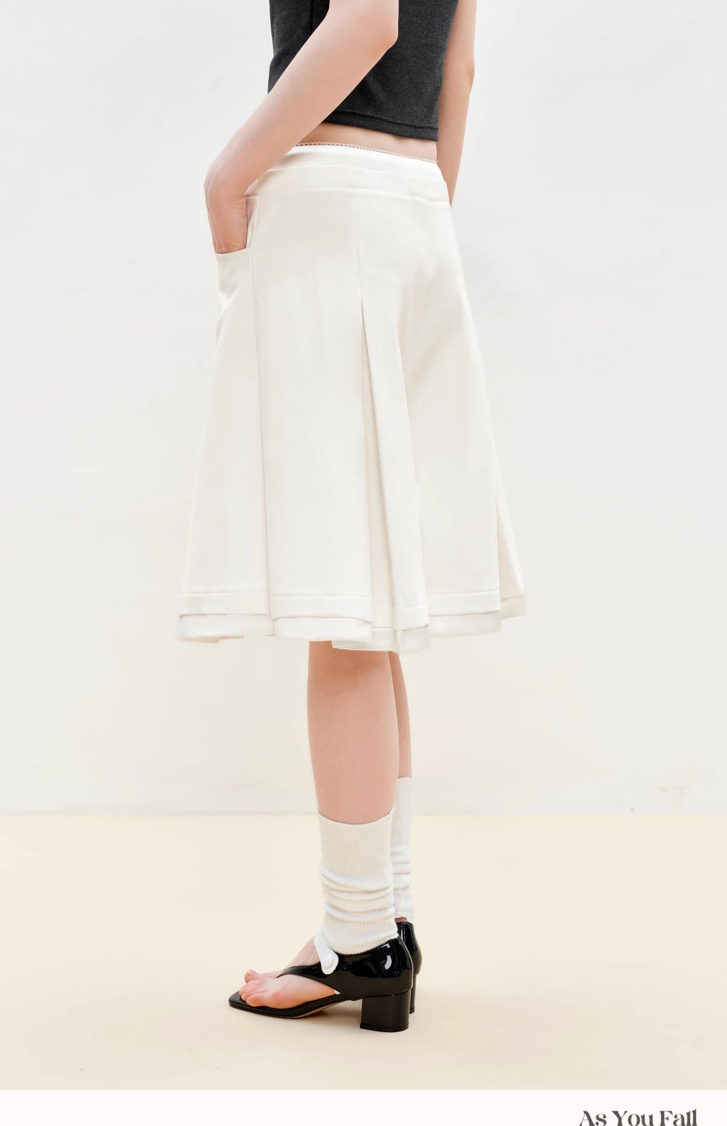 Pleated Faux-Layer Bermuda Shorts