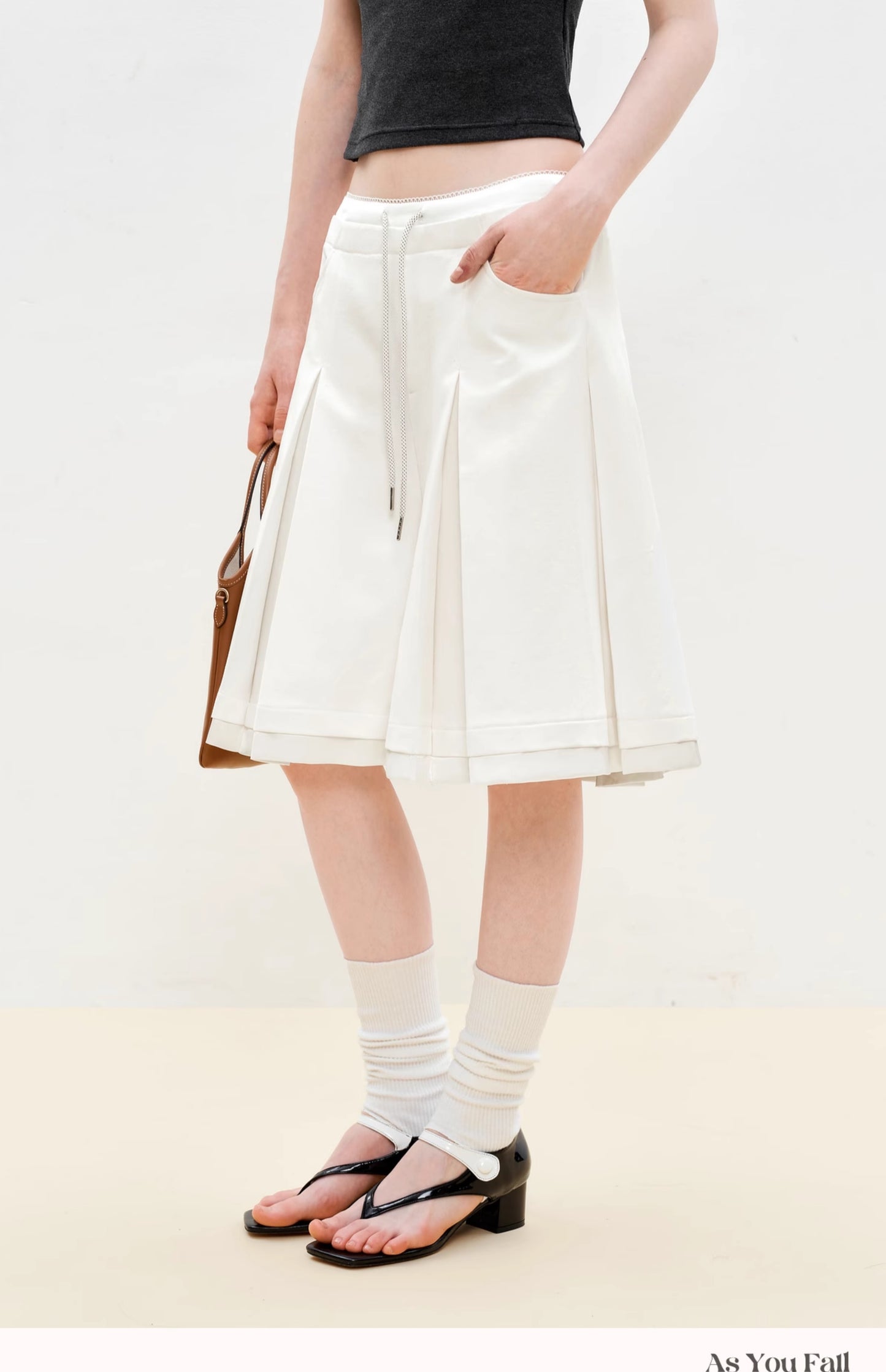 Pleated Faux-Layer Bermuda Shorts