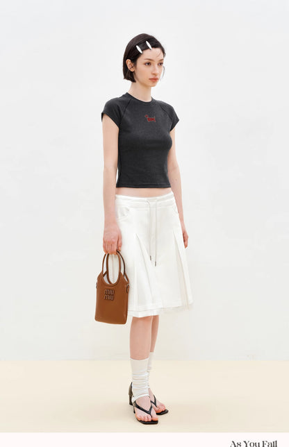 Pleated Faux-Layer Bermuda Shorts