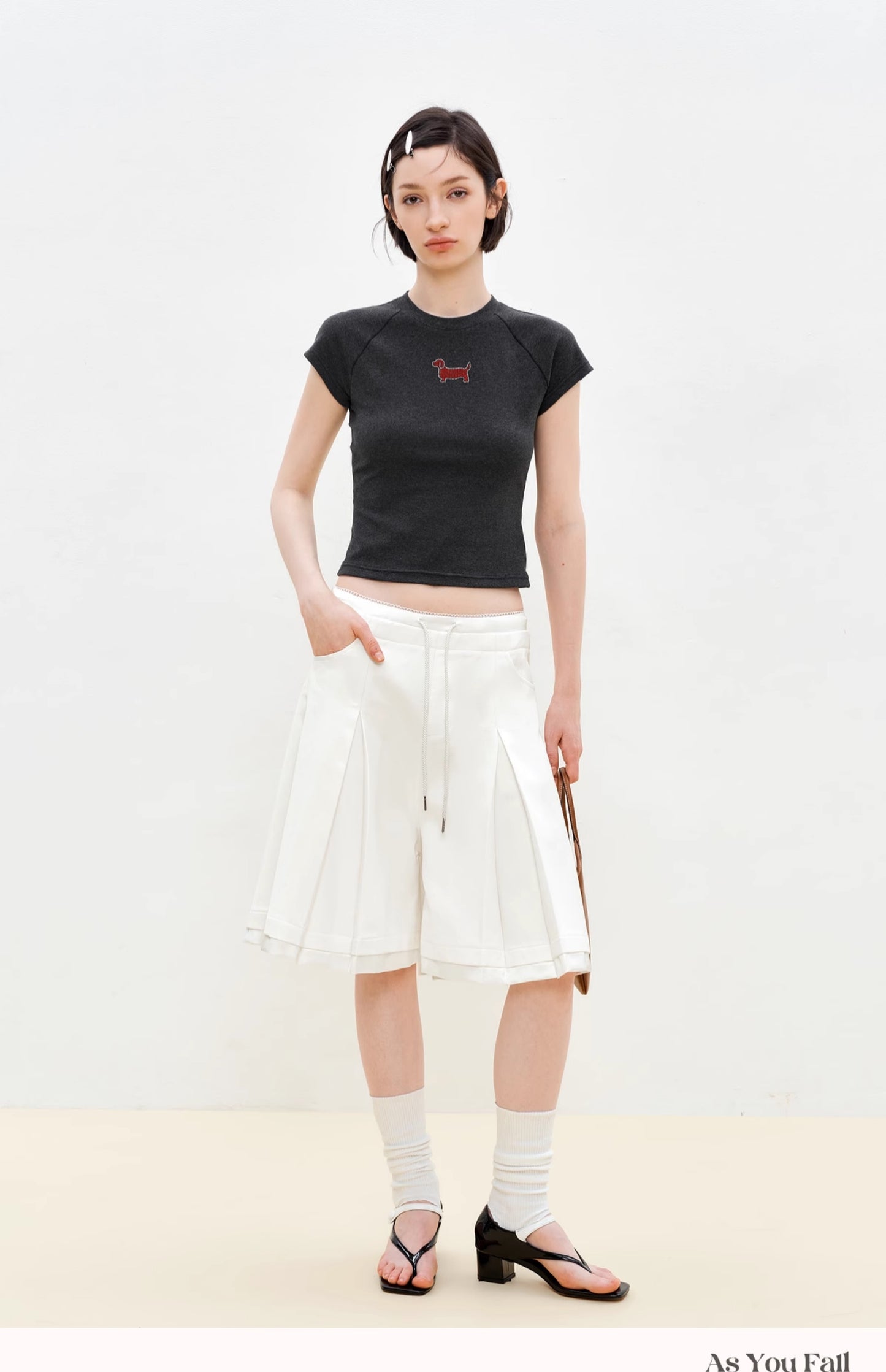 Pleated Faux-Layer Bermuda Shorts