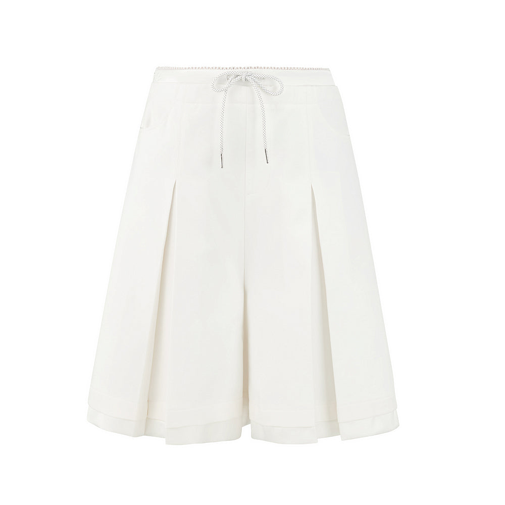 Pleated Faux-Layer Bermuda Shorts