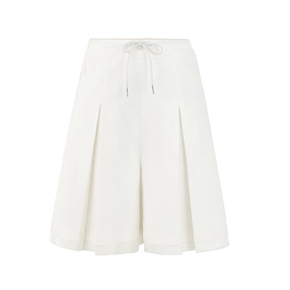 Pleated Faux-Layer Bermuda Shorts