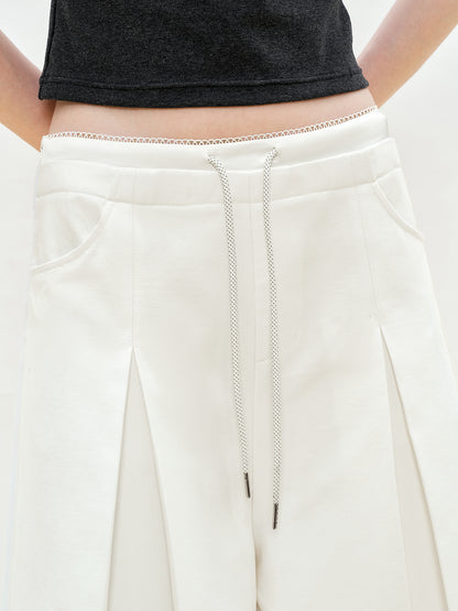 Pleated Faux-Layer Bermuda Shorts