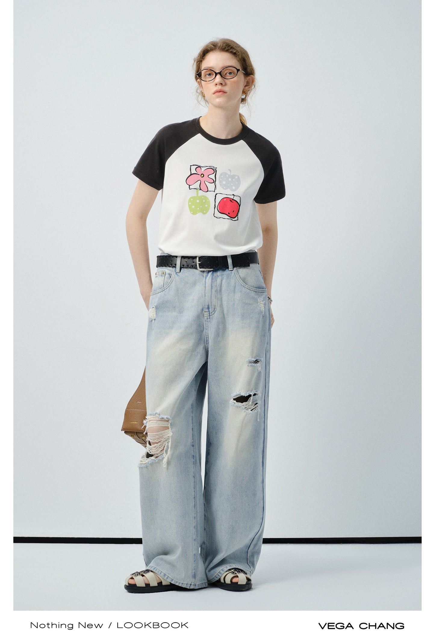 High-Waisted Distressed Straight Jeans