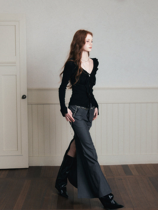 Fishtail Maxi Skirt With Back Slit