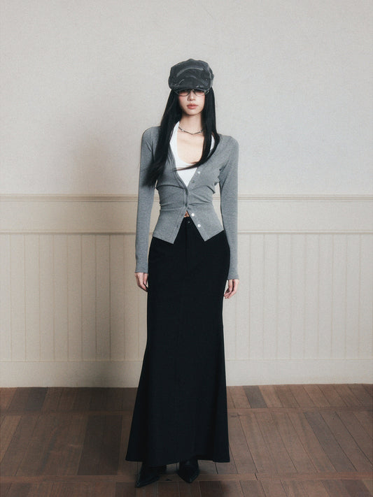 Fishtail Maxi Skirt With Back Slit