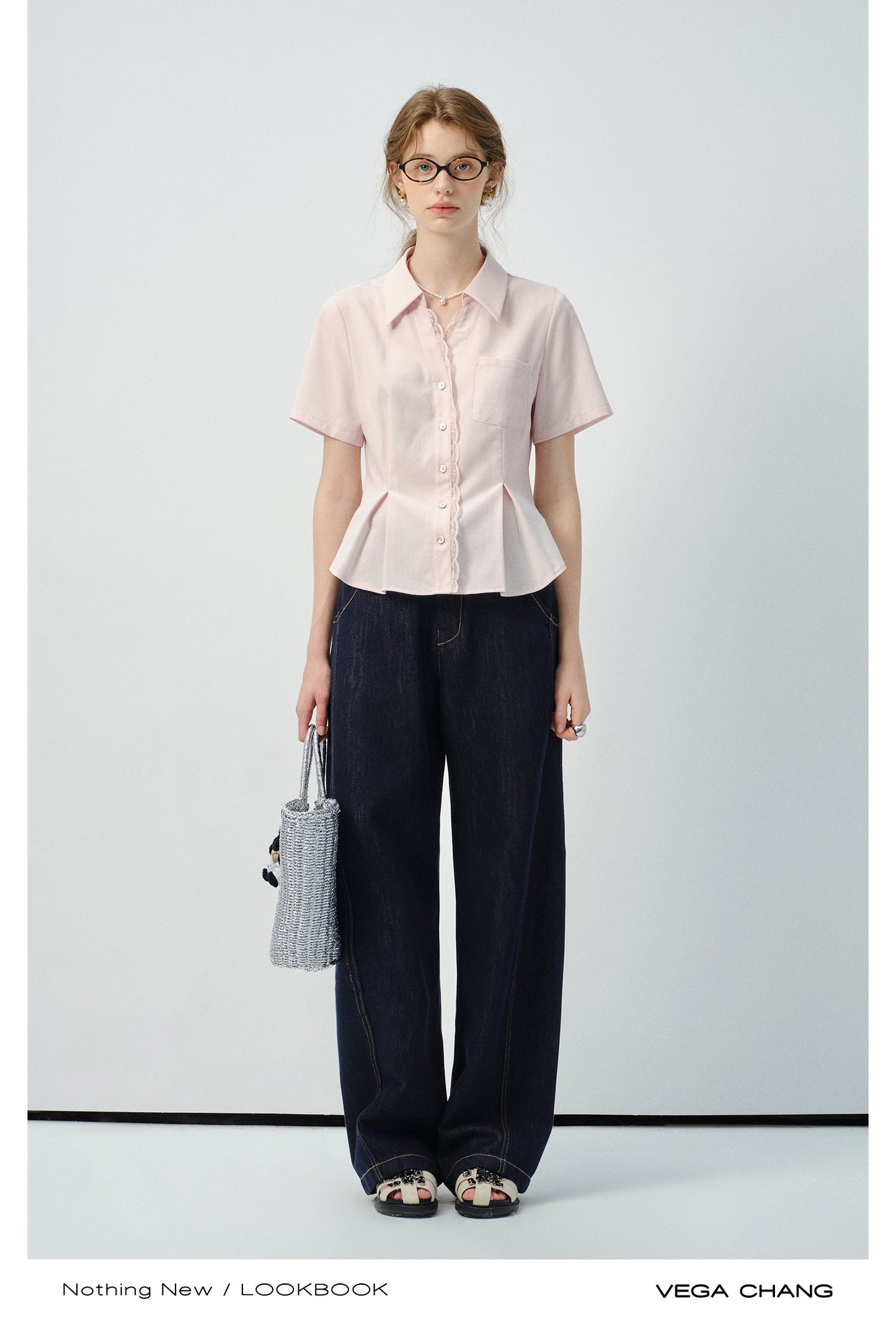 Lace Trimmed Waist-Fitted Shirt