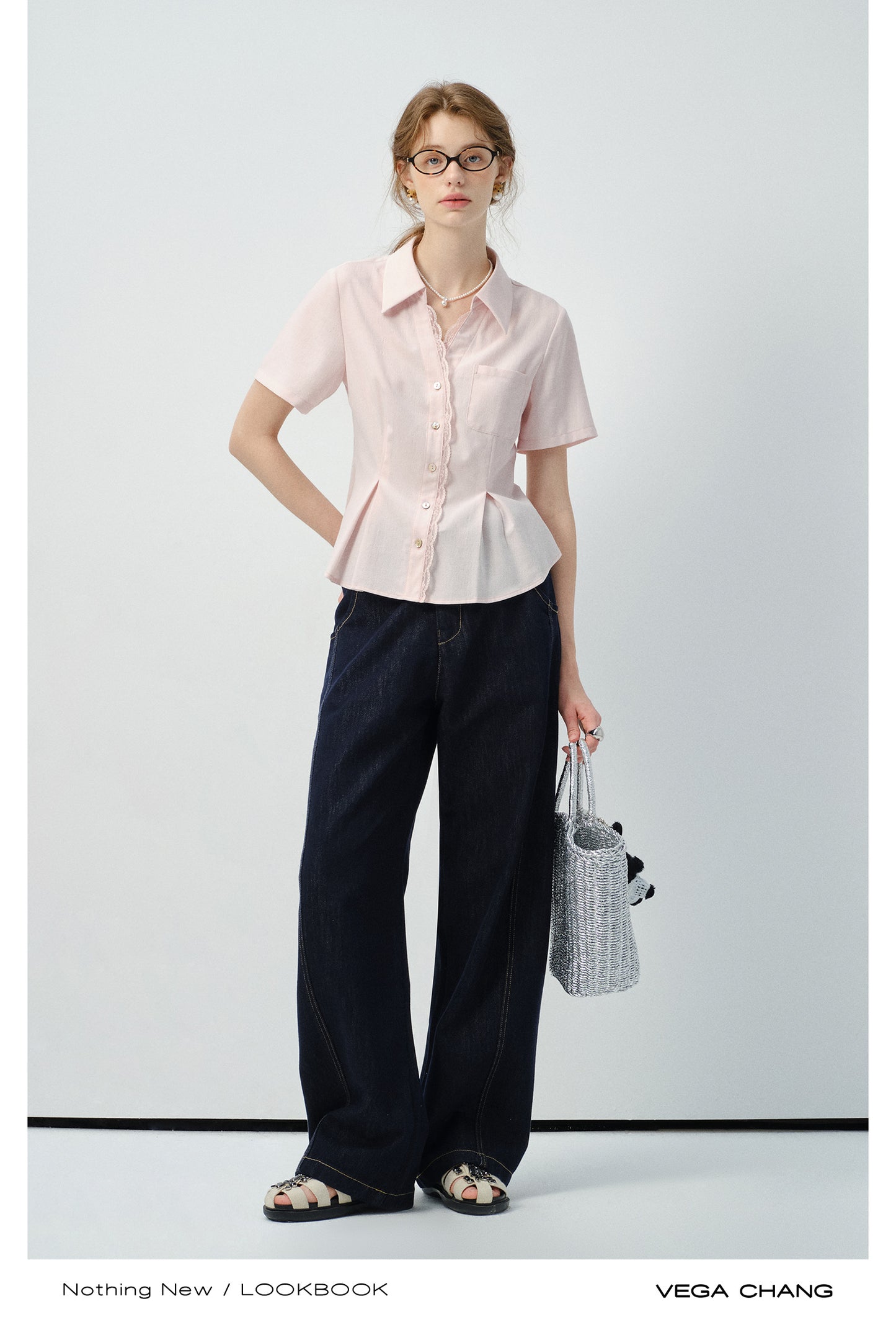 Lace Trimmed Waist-Fitted Shirt