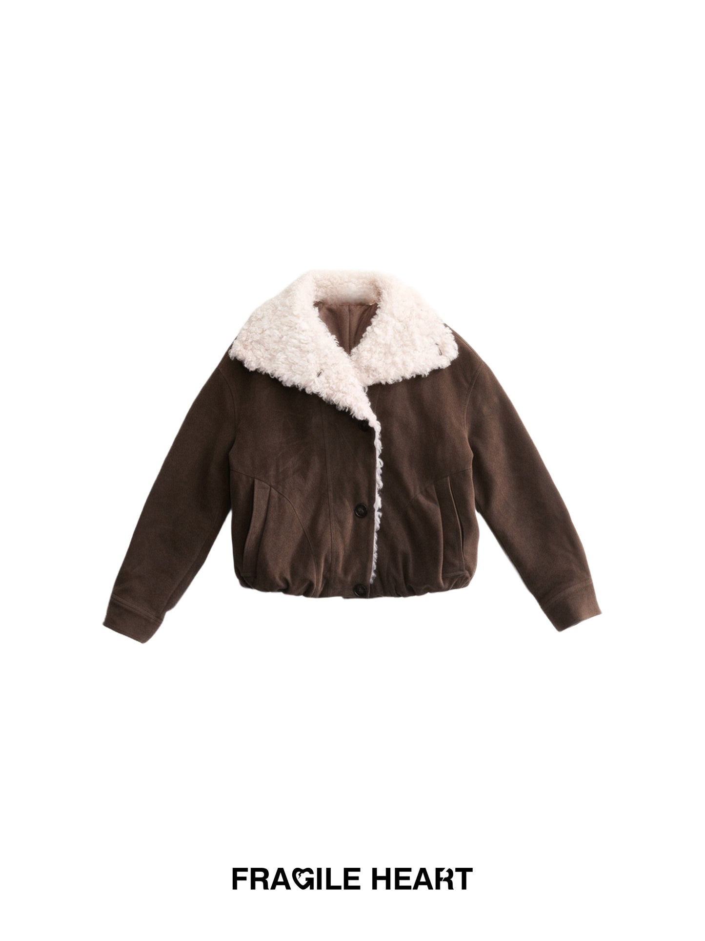 Faux Suede Jacket With Fur Lapel